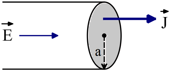 Electric field and current density inside of a cylinder 