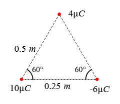 Three charges on a equilateral