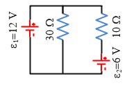 Loop rule around a circuit with parallel resistors.