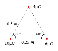 Three charges on a equilateral